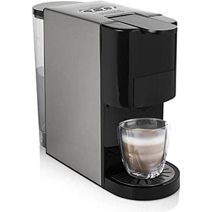 Princess Multikapsel-Kaffeemaschine 5-in-1 – Kompatibel mit Nespresso, Dolce Gusto, Lavazza a Modo Mio & E.S.E. Pads 0, 8 L 1450 W, Silber, Schwarz