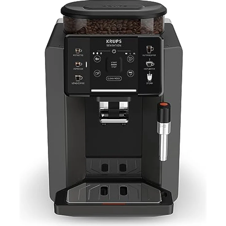 Krups EA9108 Sensation Kaffeevollautomat | Brühgruppe aus Metall | Sensor-Touch Bedienfeld | farbige Getränkesymbole | 5 Getränkespezialitäten auf Knopfdruck | Filterkaffee-Funktion | Schwarz – Bild 2