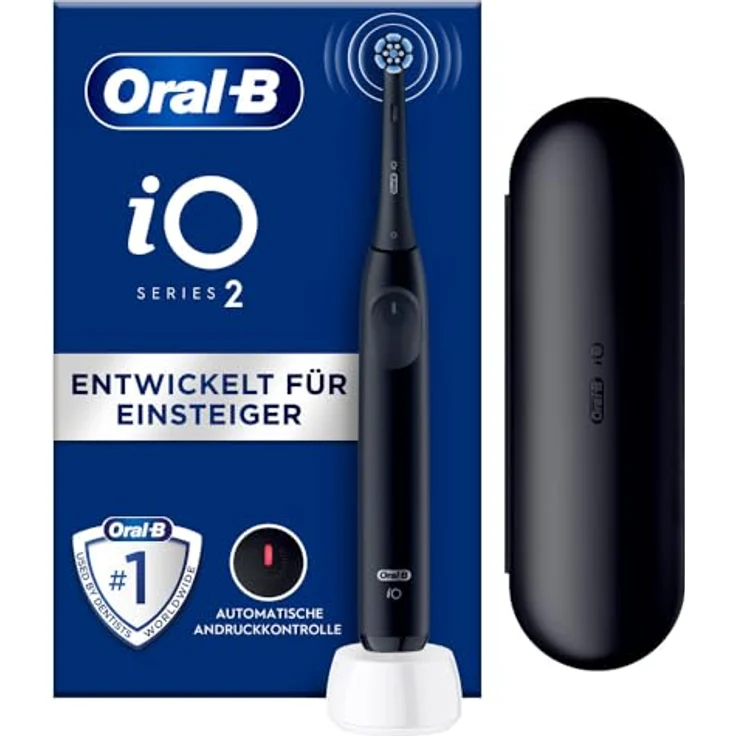 Oral-B iO Series 2 Elektrische Zahnbürste – 3 Modi, Andruckkontrolle, Timer, inkl. Ladestation (Night Black) – Bild 1