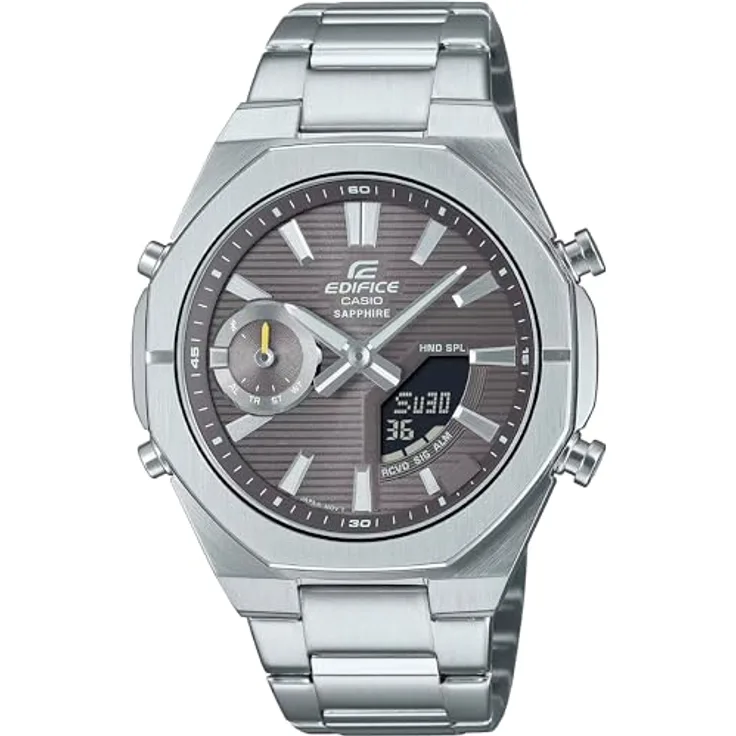 Casio ECB-S10D-8AEF Edifice Herrenuhr, Bluetooth, analog-digital, Edelstahl, anthrazit, wasserdicht bis 10 bar, Saphirglas, multifunktional