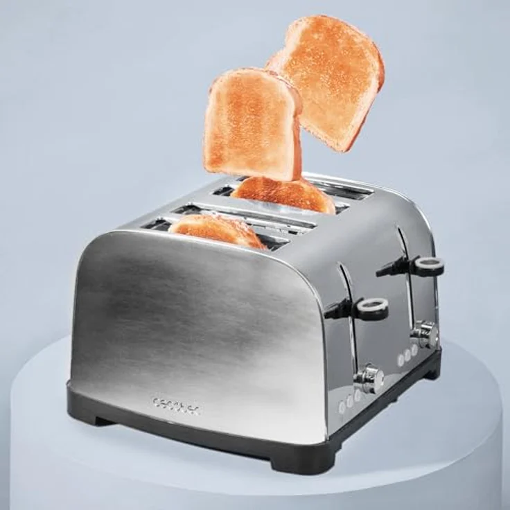 Cecotec Vertikaler Toaster Toastin' Time 1700 Double Inox, 4 Schlitze, 1700 W, Edelstahl mit 2 Brötchenaufsätzen und Krümelschublade – Bild 4