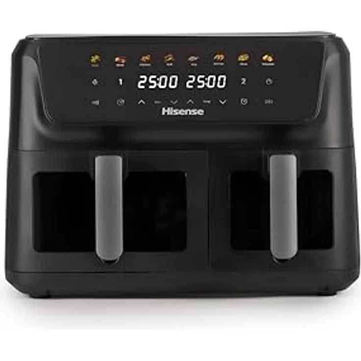 Hisense HAF2700DCD Heißluftfritteuse, 2700 W, 11 L Kapazität, 8 Programme, antihaftbeschichtet, Farbdisplay, energieeffizient, SyncServe Modus, schwarz – Bild 1