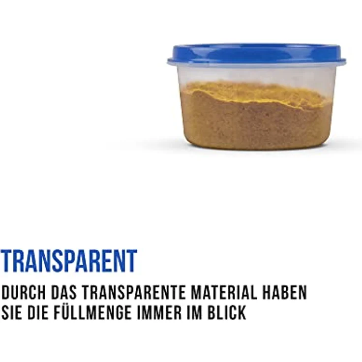 Bestlivings Vorratsdose mit farbigen Deckel, 12-tlg. Kunststoff Aufbewahrungsdosen 50ml, Ø6cm x 3,5cm, luftdicht und stapelbar – Bild 5