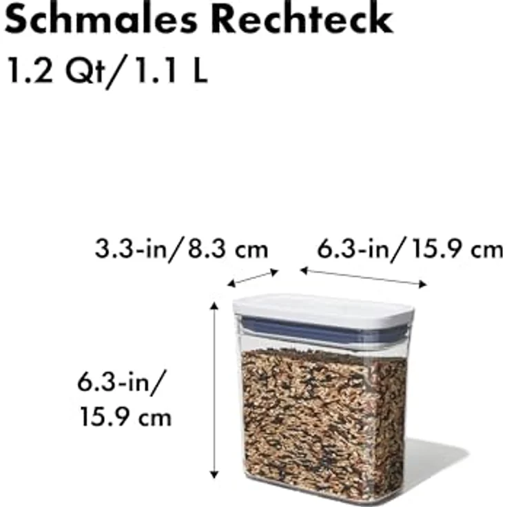 OXO Good Grips POP-Behälter ? luftdichte, stapelbare Aufbewahrung von Lebensmitteln ? 1,1 L für Nudeln und mehr – Bild 2