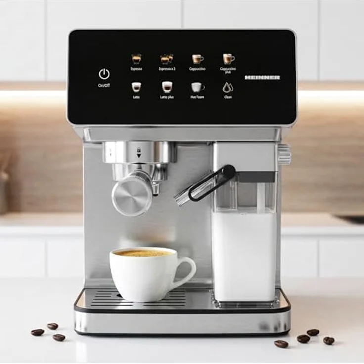 Heinner HEM-LK20DMLK Espressomaschine, 20 Bar Pumpdruck, 1350W, 1,6L Wassertank, externes Milchsystem – Bild 5