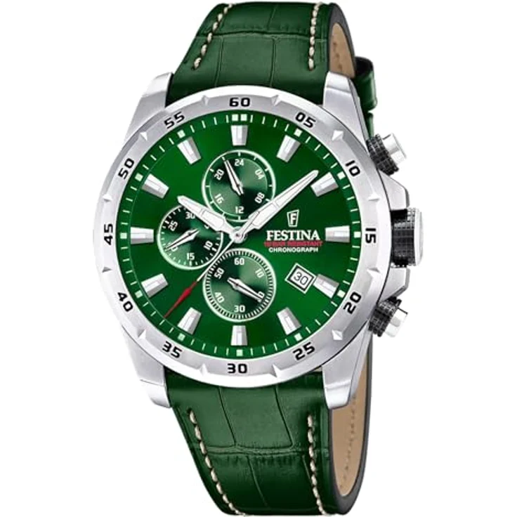 Festina F20692/3 Herren Uhr, Chronograph-Laufwerk, grünes Ziffernblatt und Armband – Bild 1