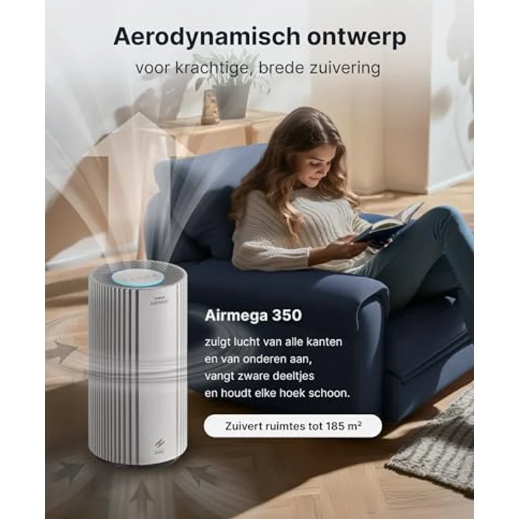 COWAY AIRMEGA 350, Luftreiniger für große Räume, CADR 713 m³/h, HEPA Filter, reinigt 148 m² in 30 Min., PM10-Sensor, Energiesparmodus, Farbe Weiß – Bild 4