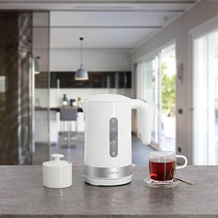 Bomann WK 5012 CB Wasserkocher, 1,8 L, Kalkfilter (herausnehmbar), verdecktes Edelstahlheizelement, 2 außenliegende Wasserstandsanzeigen – Bild 2