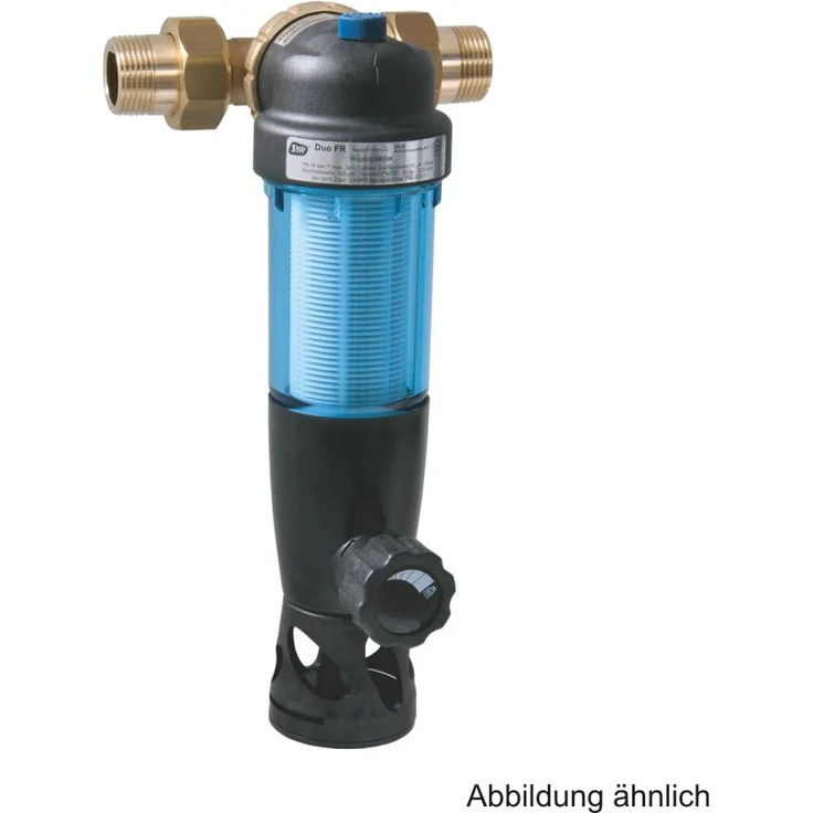 SYR Rückspülfilter DUO 2314 FR, DN 25, Wasserfilter mit voll drehbarem Anschlussflansch, blau