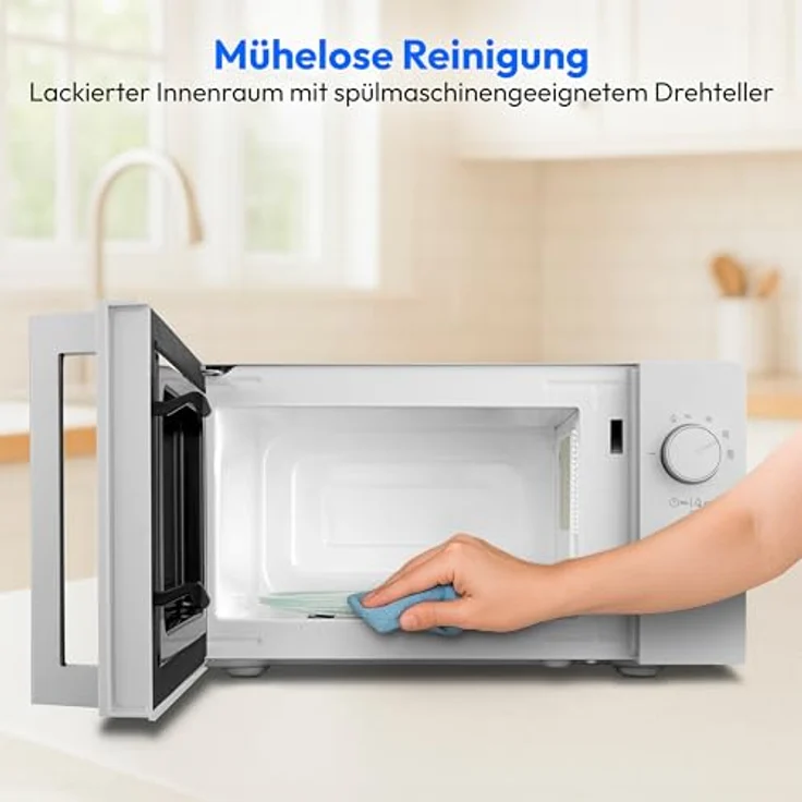 MEDION MD12211 Mikrowelle klein, 20 Liter, 700 Watt, 5 Mikrowellenstufen, Auftaufunktion, Timerfunktion, light grau [MODELL 2025] – Bild 4
