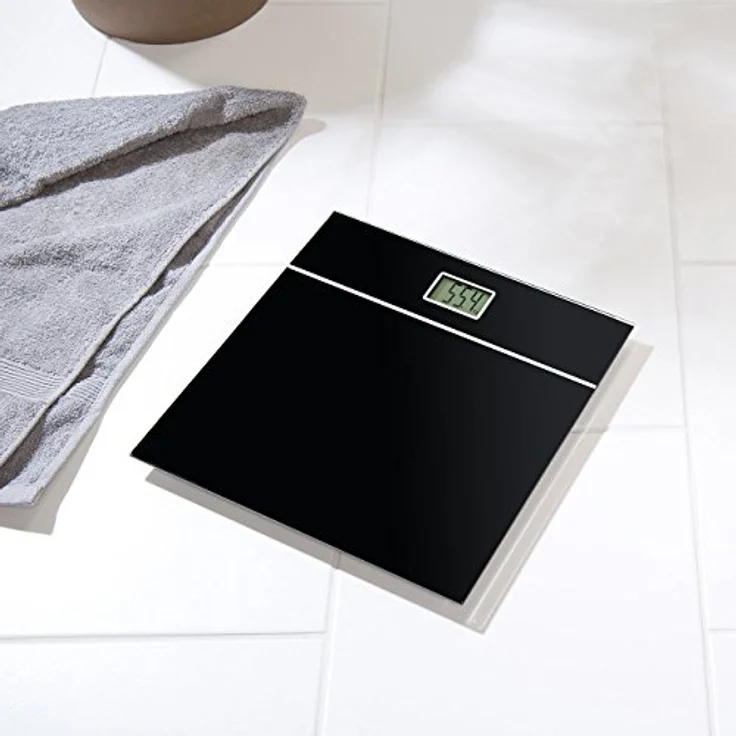 newgen medicals Körperwaage: Elegante Design-Personenwaage, bruchsicheres Glas, schwarz, bis 150 kg (Digitale Personenwaage, Waagen, auf der Waage) – Bild 4