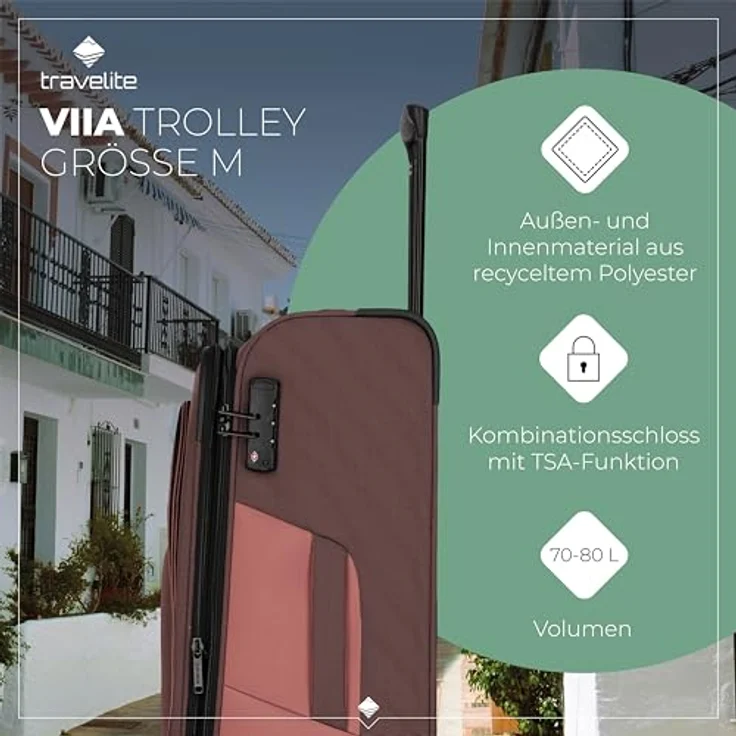 Travelite Viia 4w Trolley M 67 Frühlingsrose, 70 l Volumen – Bild 3