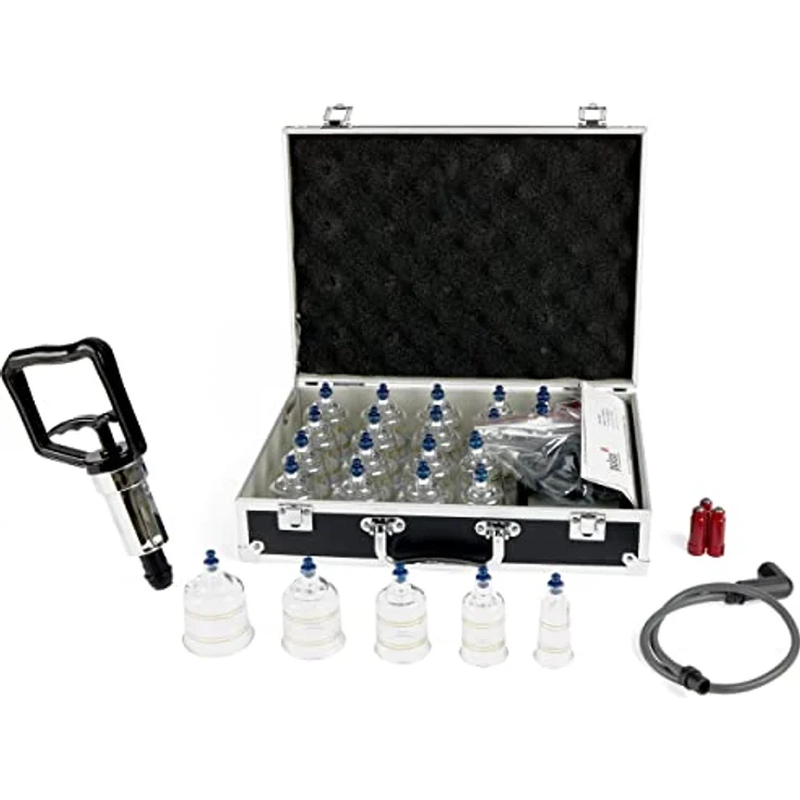 Pulox Schröpfgläser Koffer Set 19 St. Schröpfen Set mit Vakuumpumpe – Bild 1