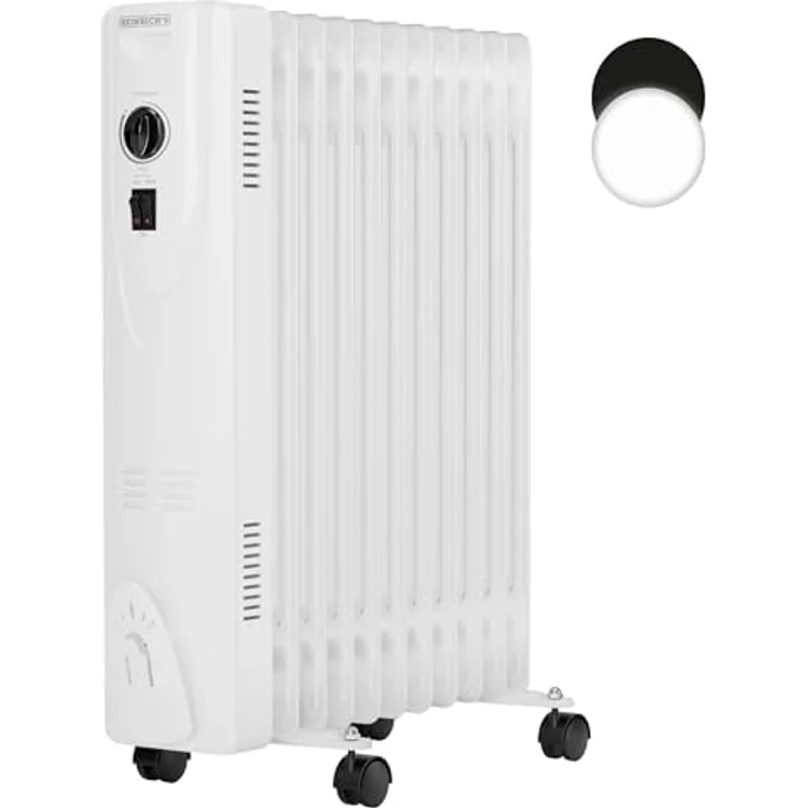 Heinrich´s Ölradiator 2500W, 11 Rippen, Elektrischer Heizkörper mit 3 Heizstufen, stufenlosem Thermostat, Überhitzungsschutz, Kippschutz und Handtuchhalter, leise für Büro & Zuhause – Bild 1
