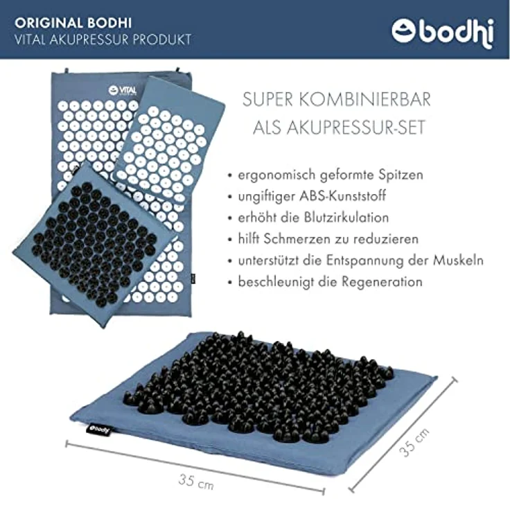 Bodhi Akupressur Fußmatte VITAL SOFT | Nadelkissen | Stimuliert die Fußreflexzonen | Entspannung für die Füße | Wirkt vorbeugend gegen Schmerzen | Fördert die Durchblutung | blau – Bild 4