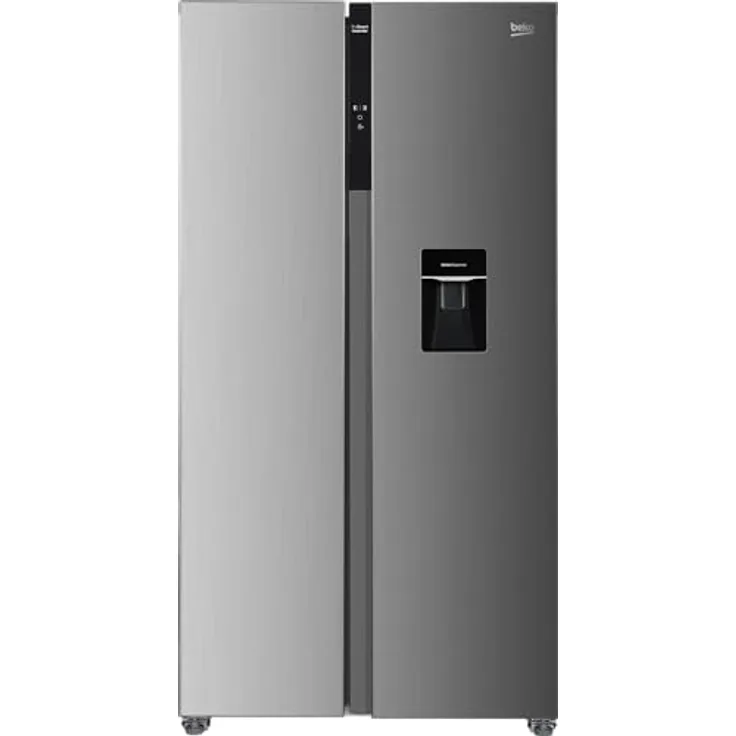 Beko GNO5322WDXPN Side-by-Side Kühlschrank mit Gefrierschrank, 532 l Gesamtvolumen, 347 l Kühlbereich, 185 l Gefrierbereich, NoFrost, Wasserspender, Edelstahl