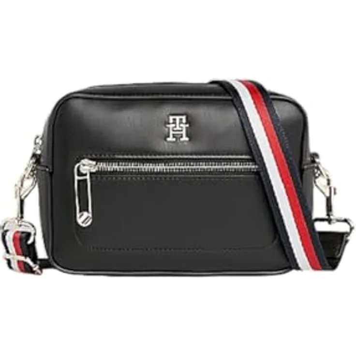 Tommy Hilfiger Iconic Umhängetasche, 21 cm, schwarz, 100% Polyurethan, 21 x 7.5 x 15 cm
