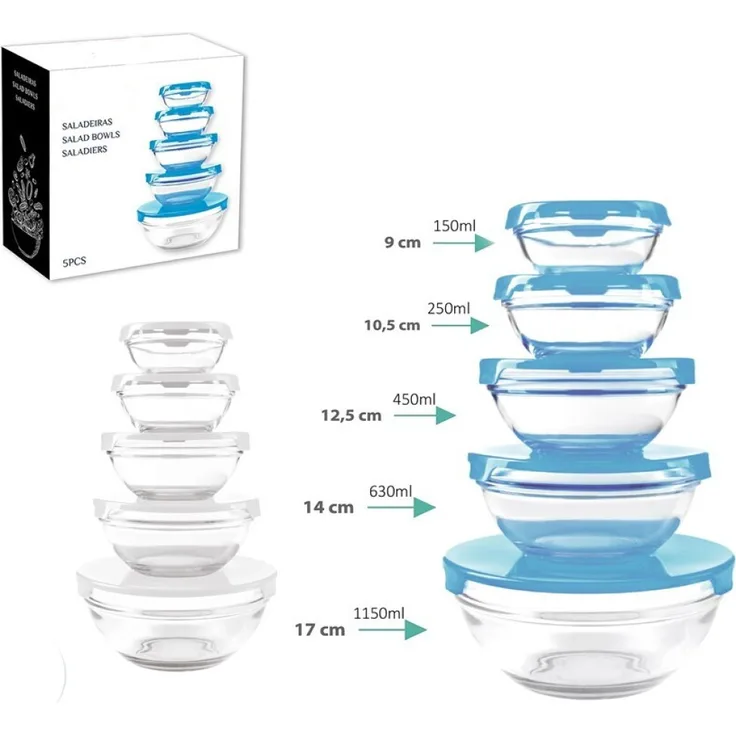 emeco 20 tlg. Vorratsdosen Glas Set, Frischhaltedosen mit Deckel, verschiedene Größen von 150 ml bis 1150 ml, transparent
