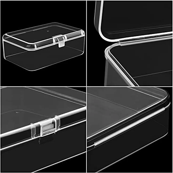 BELLE VOUS Kleine Aufbewahrungsbox Transparent, 12 Stück, Klappdeckel, 9 x 6 x 3,3 cm, für Schmuck, Perlen, Pillen und Schrauben – Bild 5