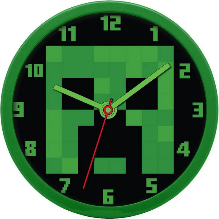 Minecraft Wanduhr Minecraft analoge Wanduhr mit 25cm Durchmesser Stilvolle Zeitmessung