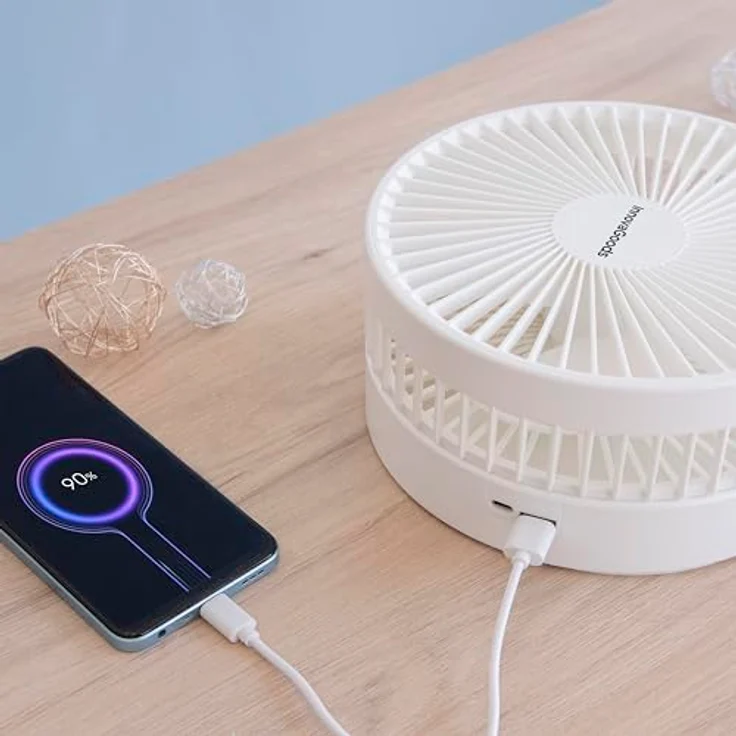 InnovaGoods Faltbarer wiederaufladbarer 3-in-1-Ventilator Fandle, 7,7'' mit 7200 mAh, 4 Geschwindigkeitsstufen, Timer und Fernbedienung – Bild 4
