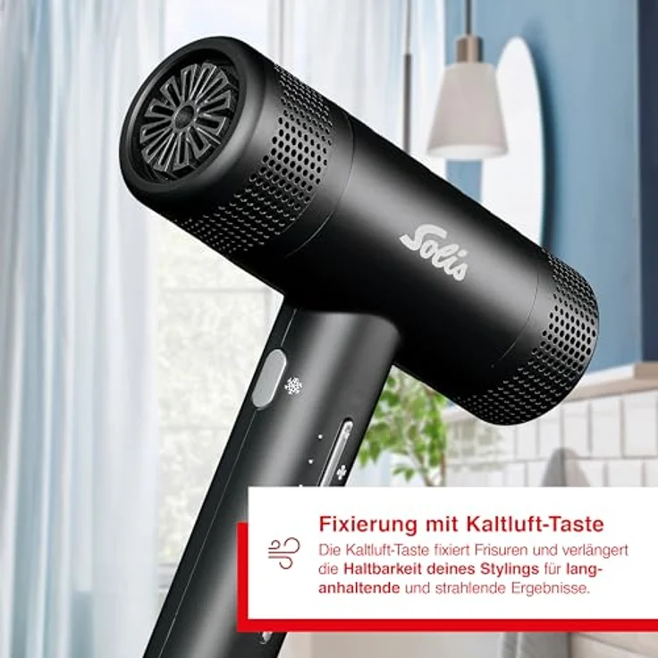 Solis Hair Perfection Ionen Haartrockner mit Föhnaufsatz, 1600 Watt, Schwarz, mit Selbstreinigungsfunktion und Kaltluft-Taste – Bild 4