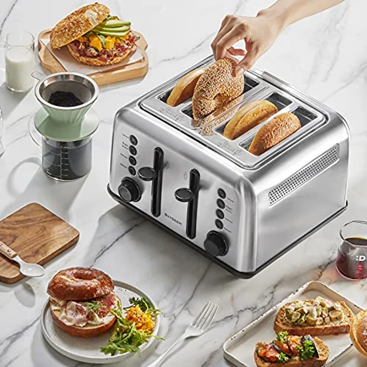 Buydeem DT640E, 4-Slice Toaster aus Edelstahl mit dualer Steuerung und 7 automatischen Programmen, Silber – Bild 7