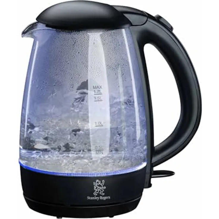 Stanley Rogers Glas-Wasserkocher 1,7L mit LED-Betriebsanzeige, Überhitzungs- und Trockenauslaufschutz, kabelbetrieben, 2200 W