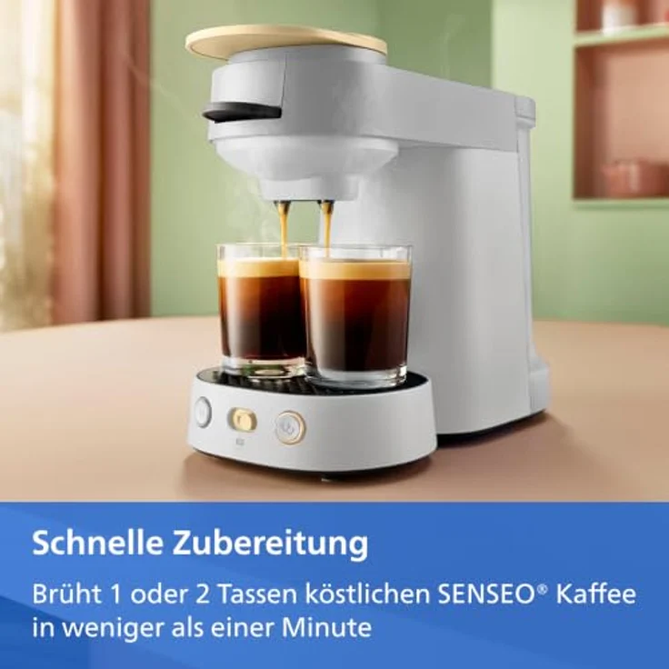 PHILIPS SENSEO® Vibe CSA225/50, Kaffeepadmaschine mit 2-Tassen-Funktion, individueller Kaffeestärke, 0.9L Wassertank, Hellgrau/Hellgelb – Bild 4