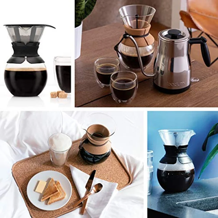 Bodum 11571-109 Pour Over Kaffeebereiter mit Permanentfilter 1 L, Mehrlagig, transparent, 14 x 16,3 x 20,2 cm – Bild 5