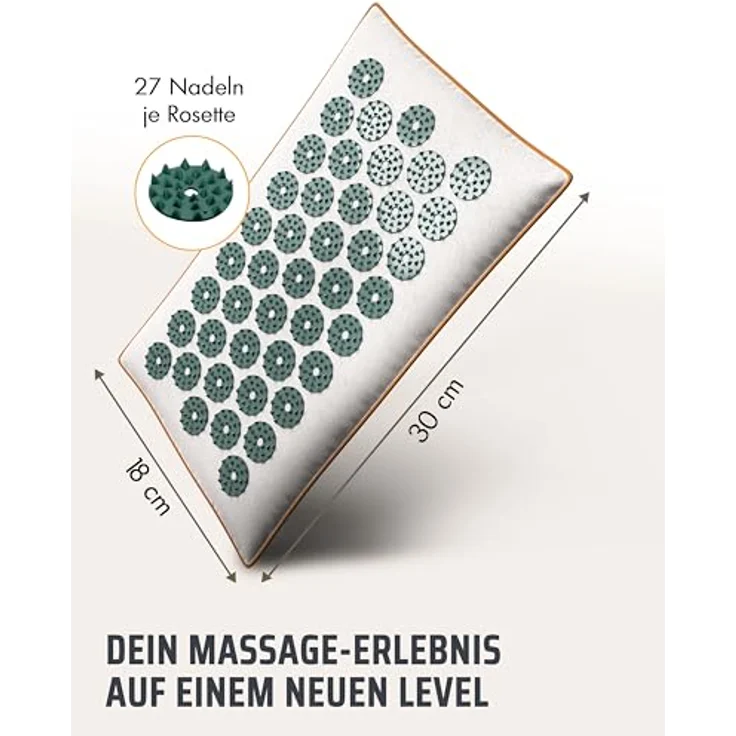 NEOLYMP Akupressurmatte Erweiterung 18 x 30cm, gefüllt mit Kokosfasern und Buchweizen, vier Farboptionen: beige, dunkelgrau, mintgrün und lavendel, inklusive Videoanleitungen für Akupunkturübungen – Bild 2
