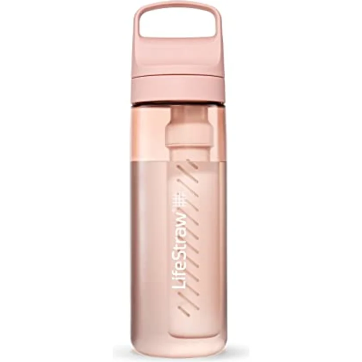 LifeStraw Go Serie - BPA-freie Trinkflasche mit Wasserfilter 650ml für Reisen und den täglichen Gebrauch - entfernt Bakterien, Parasiten, Mikroplastik + verbessert den Geschmack, Cherry Blossom (rosa) – Bild 1