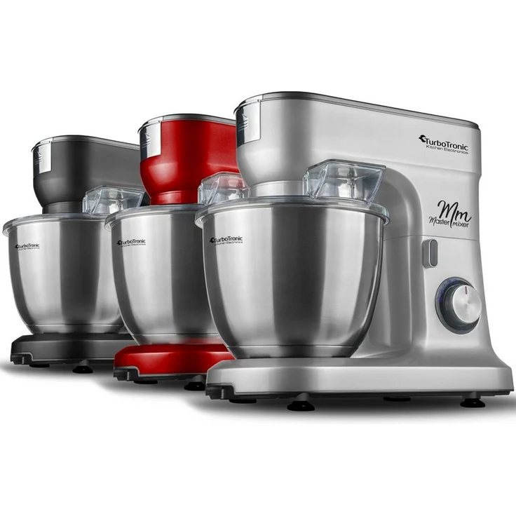 TurboTronic by Z-Line Küchenmaschine Knetmaschine, schwarz, Rührmaschine, 1200 W, 5 l Schüssel, Teigkneter, Küchenmixer, 1200W mit 6,5L Edelstahl-Rührschüssel - Preisvergleich – Bild 1