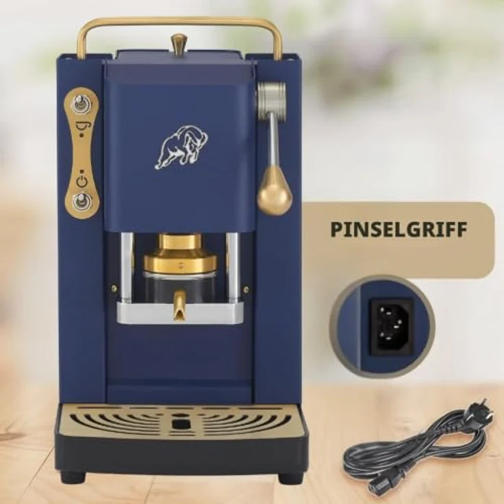 Faber Pro Essential Messing ESE Pad Espressomaschine, navy blue mit Wassertank aus Glas und magnetisch abnehmbarer Brühgruppe – Bild 5