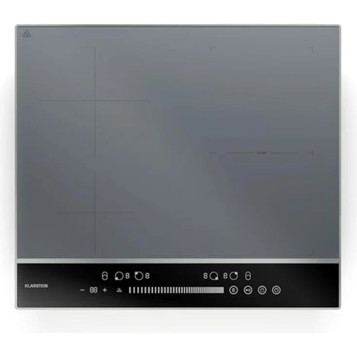 Klarstein DualTone Hybrid Induktionskochfeld 4-Zonen Induktionsherd mit 7200 W, Flex-Zone, Booster, Schieberegler, Timer, Warmhaltefunktion, Aluminiumrahmen, Silber, 60 cm – Bild 1