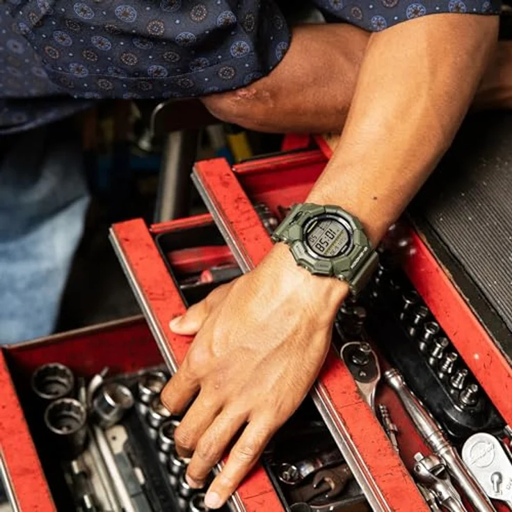 Casio G-Shock Classic Digital-Herrenuhr Khakigrün GD-010-3ER, Kunststoffarmband in grün, silbernes Zifferblatt – Bild 6