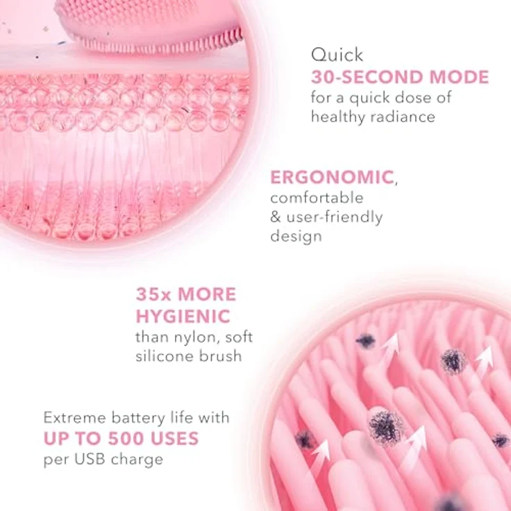 FOREO LUNA™ 4 mini, Gesichtsbürste mit T-Sonic™ Pulsationen, 30-sekündigem Glow-Boost-Modus, Pearl Pink – Bild 3
