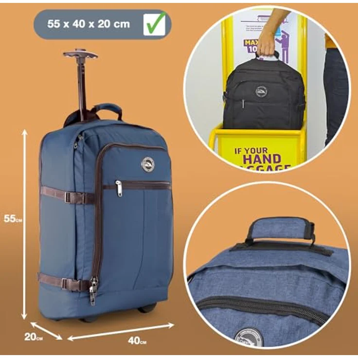 Cabin Max Metz, 55x40x20 cm Hybrid Reiserucksack mit Rollen, 44L Handgepäck Trolley, wasserabweisend, aus recyceltem Polyester – Bild 5