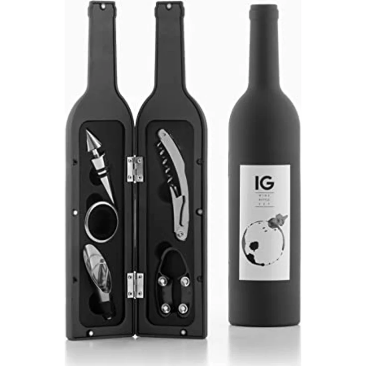 InnovaGoods Weinflaschen-Set, Edelstahl, 7 x 7 x 33 cm, Schwarz – Bild 2