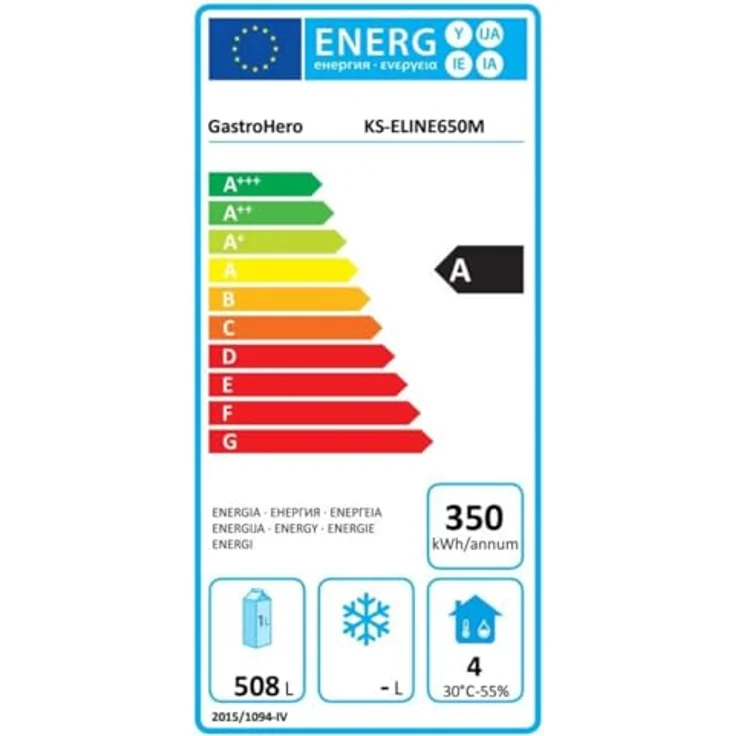 GastroHero Kühlschrank ECO 650 GN 2/1, 605 Liter Volumen, Edelstahl, abschließbar, 3 höhenverstellbare Böden, Touchscreen-Steuerung, Energieklasse A – Bild 10