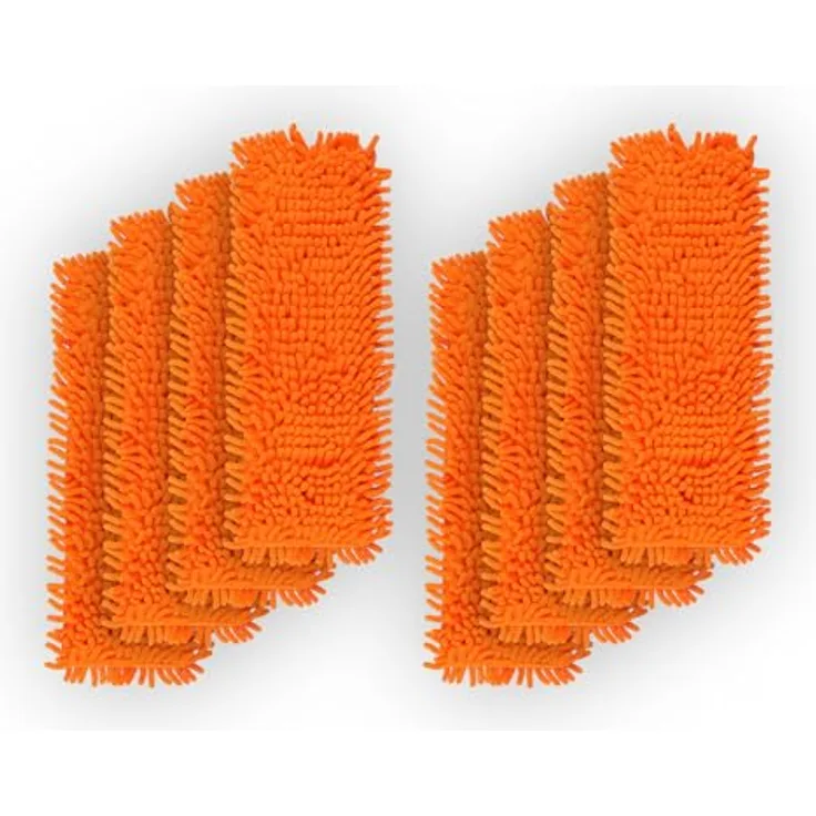 Bestlivings Ersatzbezug Orange für Bodenwischer (8er Pack) - 40cm - Chenille Wischbezug, für alle gängigen Klapphalter - Bezug für alle Bodenarten mit Mikrofaser für effiziente Reinigung