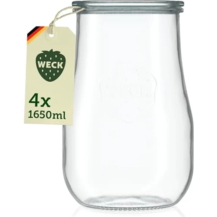 Weck Tulpenglas 1750ml (4er-Pack), Transparentes Einmachglas, temperaturbeständig bis 180°C, spülmaschinenfest – Bild 2