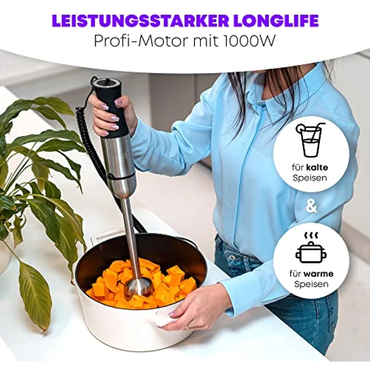 ProfiCook PC-SM 1094 1000W extra langer Edelstahlmixstab mit 4-fach Edelstahlmesser, variable Geschwindigkeitsregulierung – Bild 5
