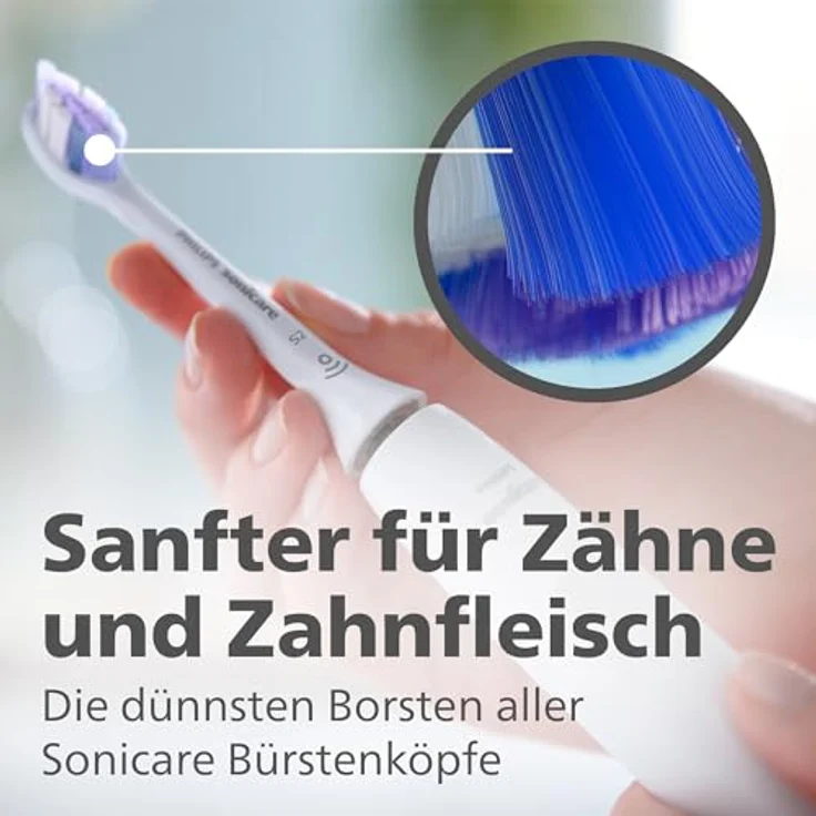 Philips Sonicare Bürstenköpfe, S2 Sensitive Bürstenkopf mit besonders weichen Borsten für empfindliche Zähne und Zahnfleisch, Weiß, 4er-Pack, (Modell HX6054/10) – Bild 3