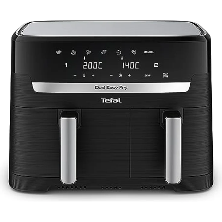 Tefal EY9018 Dual Easy Fry Doppelkammer-Heißluftfritteuse | 5,2/3,1 L Fassungsvermögen | zwei unabhängige Schubladen | 7 automatische Programme | energiesparend | Schwarz – Bild 2