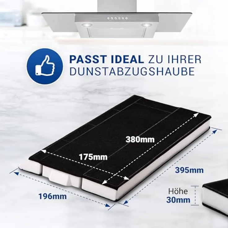 VIOKS SET 3x Aktivkohlefilter Dunstabzugshaube 380/395 x 175/196 x 30 mm Ersatz für Bosch DHZ4506 434229 00434229 Siemens LZ45501 Neff Z5144X1 Z5144X5 Constructa CZ5144X5 - Filter Dunstabzugshaube – Bild 4