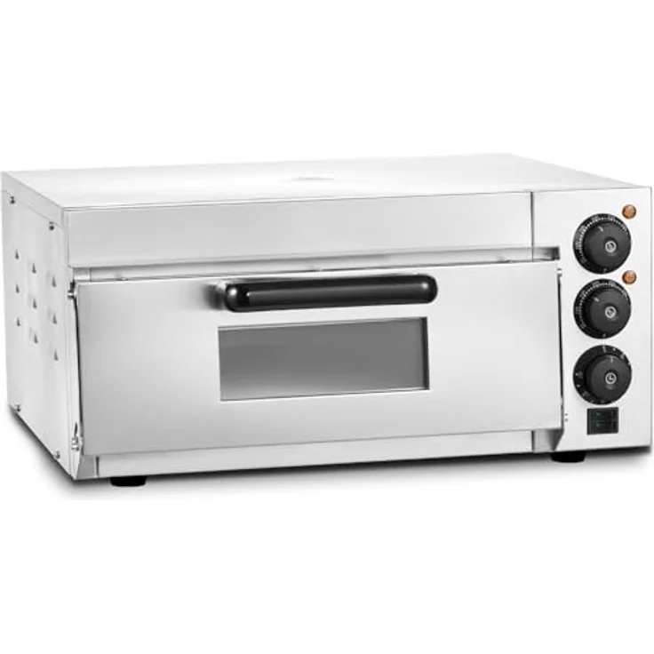 VEVOR Kommerzieller Pizzaofen FY-EP-1, elektrischer Edelstahl-Pizzaofen mit 406 mm Durchmesser, intelligente Temperatur- und Zeitsteuerung, Silber – Bild 9