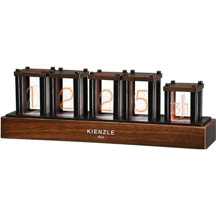 Kienzle KIENZLE LED-Nixie-Uhr, moderne Tischuhr mit RGB-LED-Technologie und über 1.600 Farbvariationen, inkl. Echtholz-Elementen – Bild 1