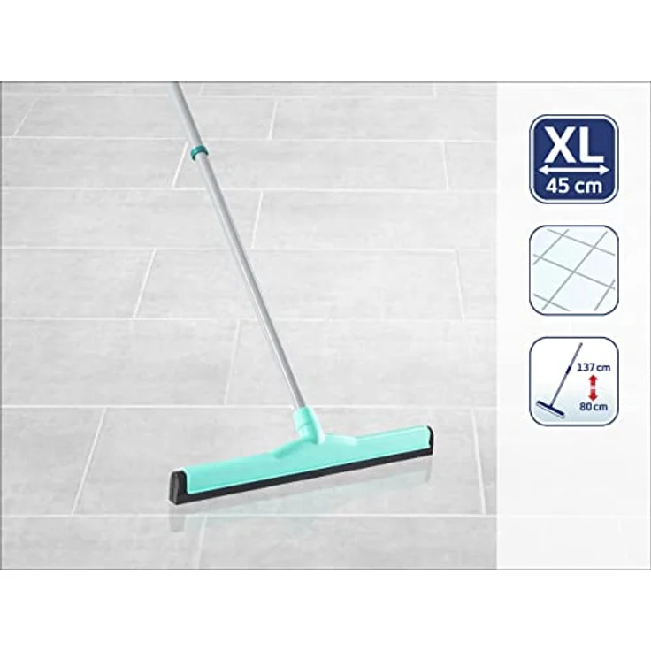 Leifheit Wasserschieber Classic mit doppelter Gummilippe, Wasserabzieher mit Teleskopstiel 85-140cm ausziehbar, Abzieher mit XL-Wischbreite für restlose Wasserentfernung, Schrubber, Gummibesen – Bild 2