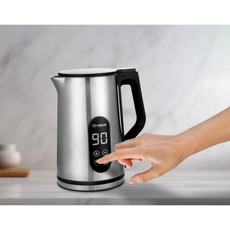 Trisa Digital Boil Wasserkocher schnurlos Edelstahl, Silber – Bild 3